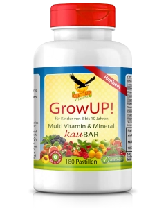 GrowUP! Kindermulti-Himbeer KauBar, 180 Pastillen